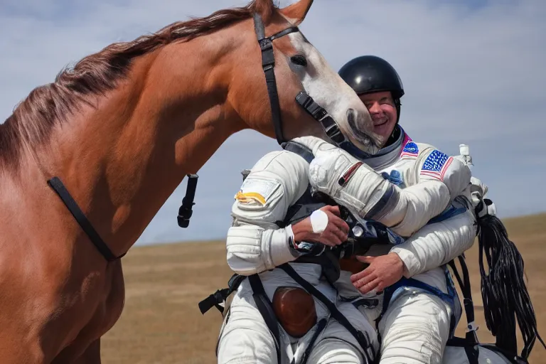 Image similar to horse hugging an astronaut