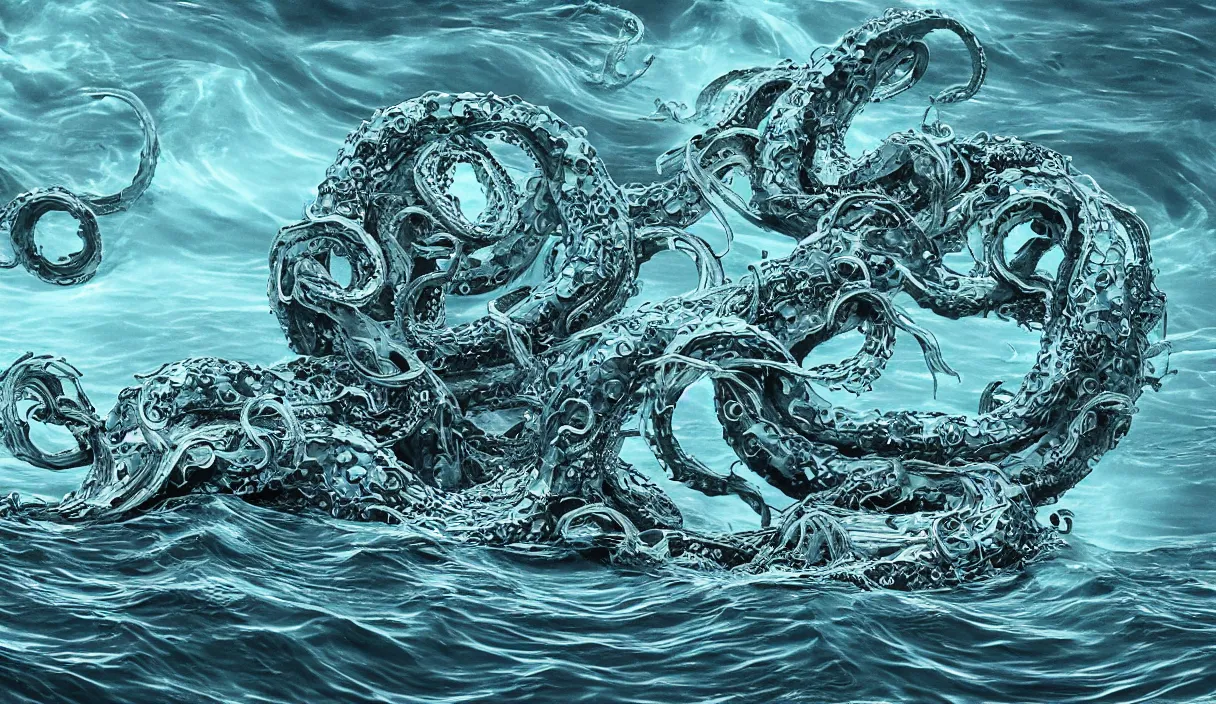 Image similar to kraken in the middle of the sea, hd, hdr, 8 k