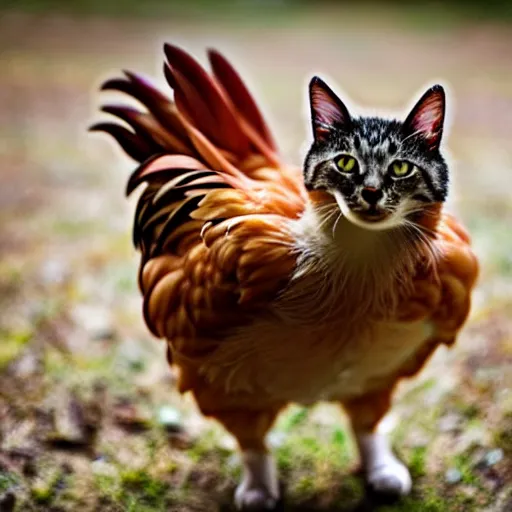 Prompt: chicken - kitty, nature photography