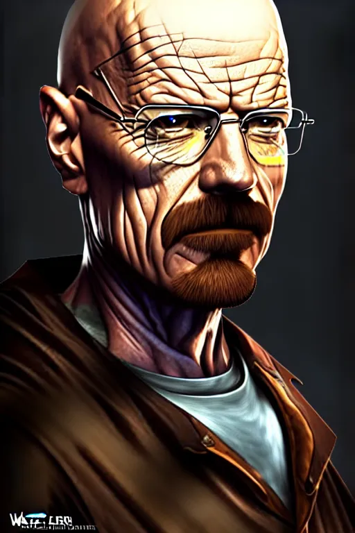 Prompt: walter white, fantasy armor, detailed face, dynamic lighting, tony sart