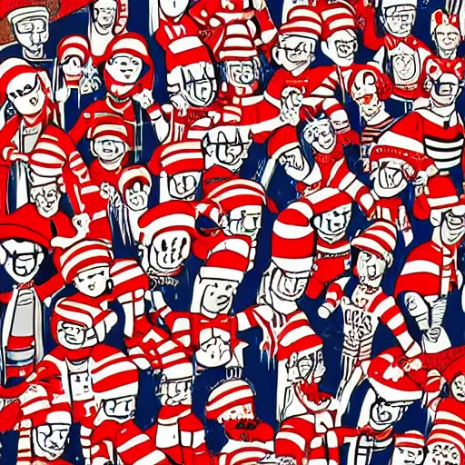 Prompt: wheres waldo art by walter wick