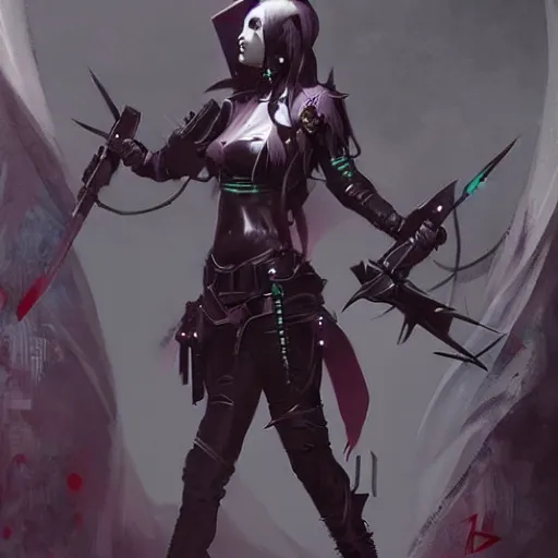 Prompt: cybergoth templar girl, artwork by greg rutkowski and hiroriko araki