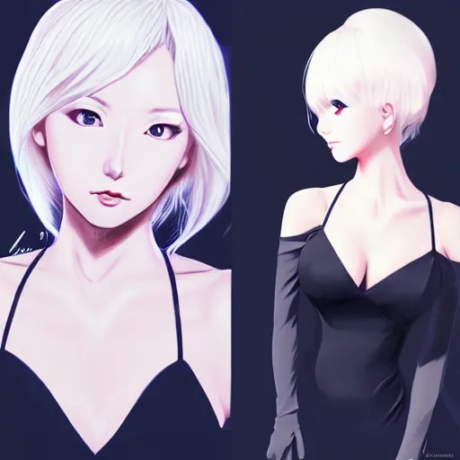 Image similar to Ann Takamaki, platinum blonde hair, anime, elegant, 2d, ultra highly detailed, digital painting, smooth, sharp focus, artstation, pixiv, art by Ina Wong, art by Ilya Kuvshinov