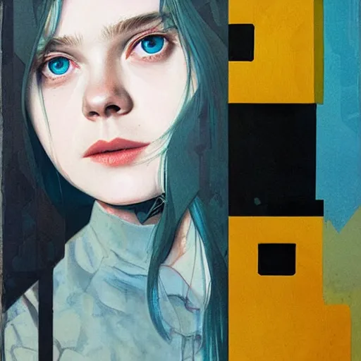 Image similar to Elle Fanning in Splinter Cell picture by Sachin Teng, asymmetrical, dark vibes, Realistic Painting , Organic painting, Matte Painting, geometric shapes, hard edges, graffiti, street art:2 by Sachin Teng:4