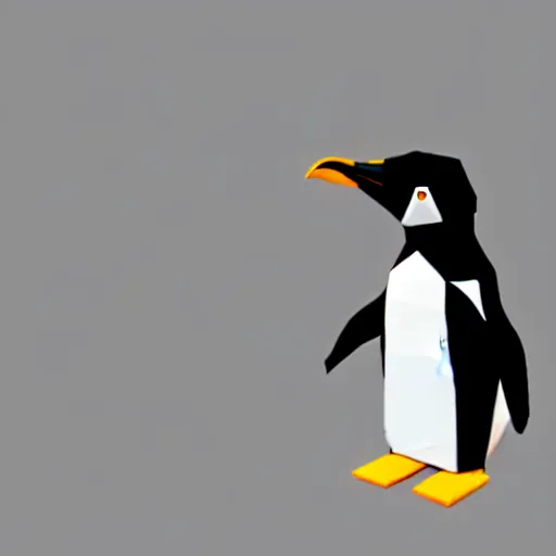 Image similar to low-poly penguin in sci-fi outfit