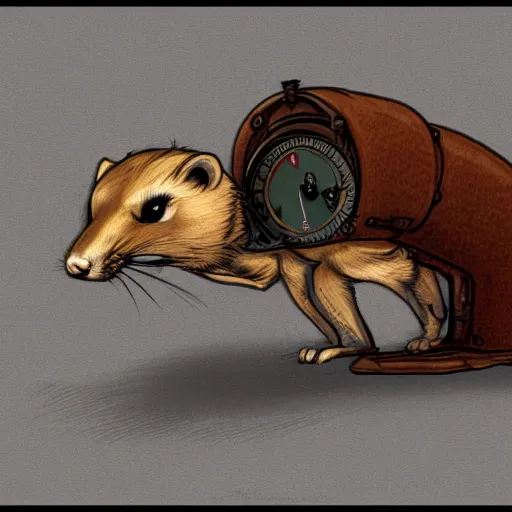 Image similar to a weasel in steampunk style, furaffinity, trending on artstation