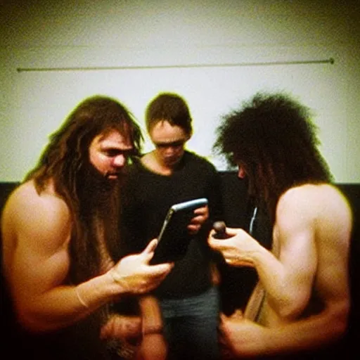 Prompt: “Prehistoric cavemen using an iPhone, grainy photograph”