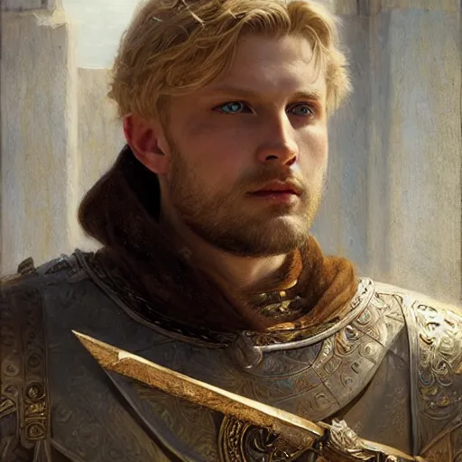 Image similar to attractive king arthur pendragon, natural lighting, path traced, high quality, very detailed digital painting, by gaston bussiere, craig miller, j. c. leyendecker
