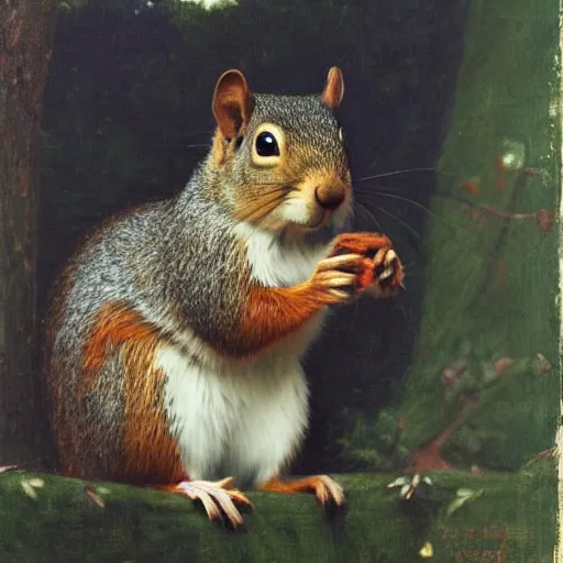 Image similar to by waterhouse, picture portrait of a squirrel wearing a delta aviator cap, photorealism, 8 k,