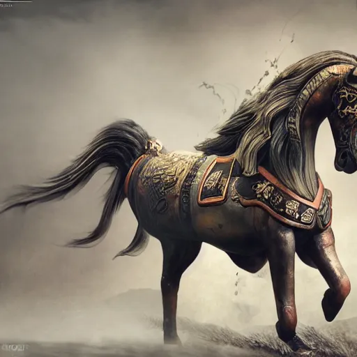 The Chinese Zodiac sign of horse warrior traditional Stable