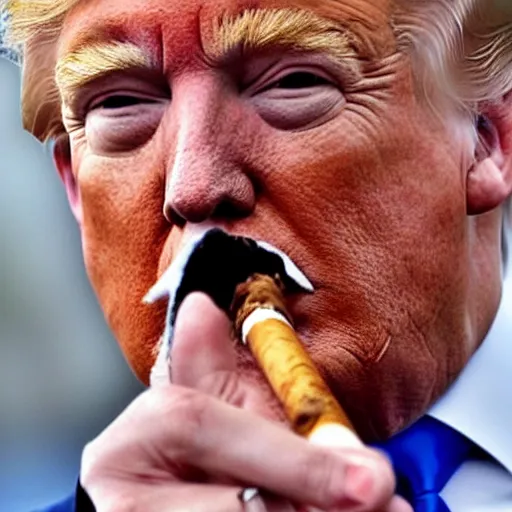 Image similar to a photo of donald trump smoking a cigarrette