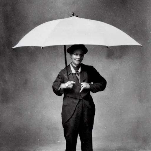 Image similar to portrait photo of a young man holding an umbrella