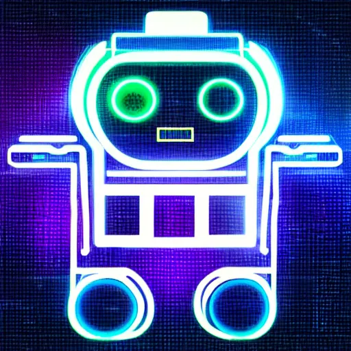 Prompt: artificial intelligence logo, in the middle is a portrait of the robot wall - e in the style of cyberpunk neon art highly detailed colorful image, sharp focus, bright colors