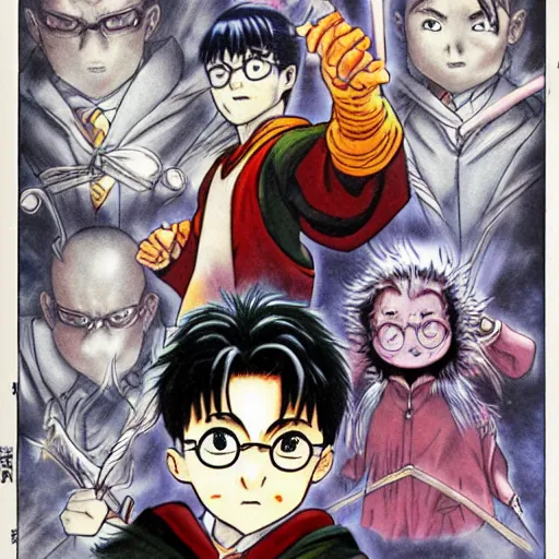 Image similar to harry potter manga cover by akira toriyama