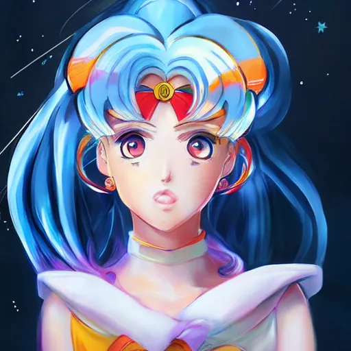 Image similar to Sailor Moon art Portrait, trending on artstation, drawn by WLOP