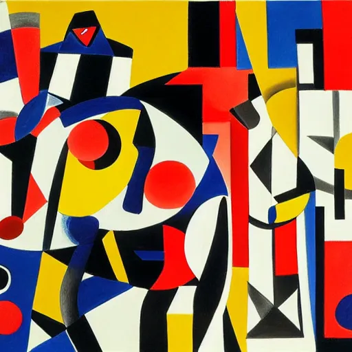 Prompt: fernand leger, contrastes de formes ( contrasts of forms ), 1 9 1 3 oil on canvas, 1 0 0 x 8 1 cm gift from mr and mrs andre lefevre, 1 9 5 2 am 3 3 0 4 p © adagp, paris 2 0 0 7