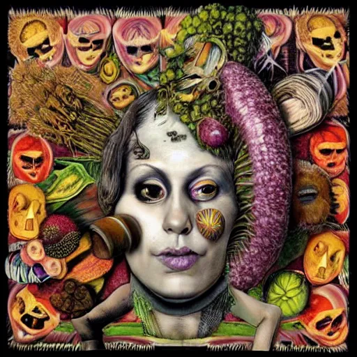 Prompt: punk cd cover, spiral, psychedelic, giuseppe arcimboldo