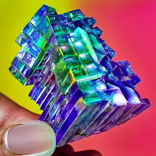 Prompt: bismuth crystals grown in the form of a crown