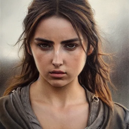 Prompt: ultra realistic portrait painting of ana de armas as a western outlaw wearing a black bandana over her face, art by michael sowa, 4 k, ultra realistic, highly detailed, epic lighting