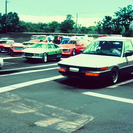 Prompt: jdm cars street racing in the 9 0 s with a nostaligc filter applied to the top