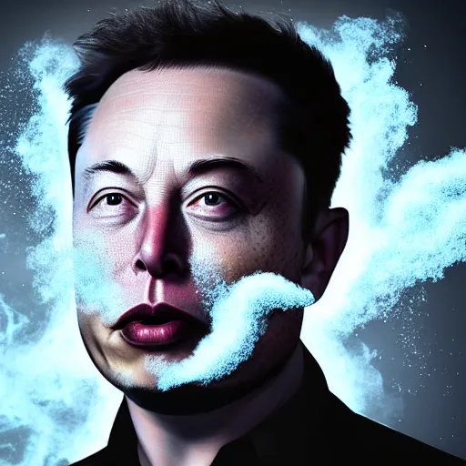 Image similar to elon musk face made of smoke simulation made of smoke simulation made of smoke simulation houdini houdini smoke particles houdini mesh emitting particles