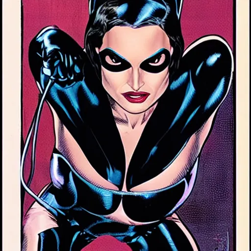 Image similar to Natalie Portman as Catwoman, Joe Jusko