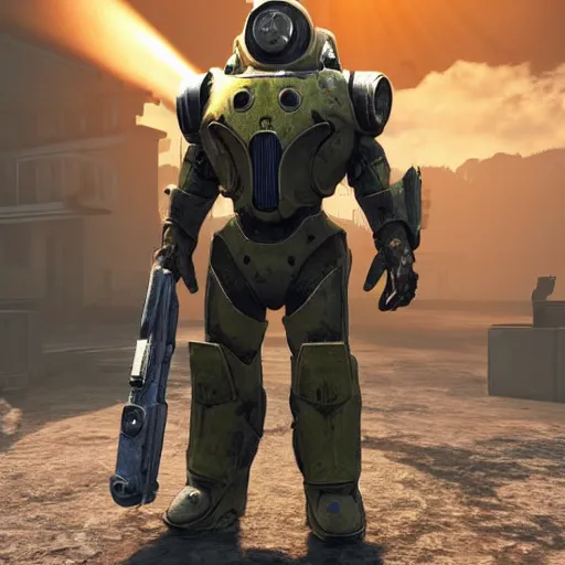 Prompt: Michael Scott in a fallout power armor, fallout4, rtx, raytracing, unreal engine, hyper realistic, sun rays