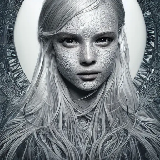 Image similar to a portrait of an incredibly beautiful, graceful, elegant, and sophisticated young blonde girl made of garlic, an ultrafine detailed illustration by james jean, intricate linework, bright colors, final fantasy, behance contest winner, vanitas, angular, altermodern, unreal engine 5 highly rendered, global illumination, radiant light, detailed and intricate environment