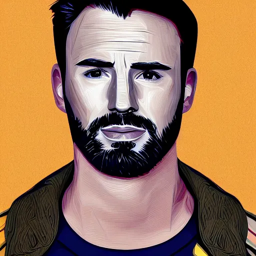 Image similar to portrait of chris evans, highly detailed, centered, solid color background, digital painting