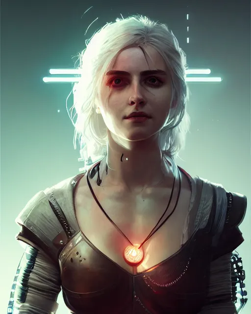 Prompt: portrait of ciri as a cyborg. intricate abstract. intricate artwork. by Tooth Wu, wlop, beeple, dan mumford. octane render, trending on artstation, greg rutkowski very coherent symmetrical artwork. cinematic, hyper realism, high detail, octane render, 8k, iridescent accents