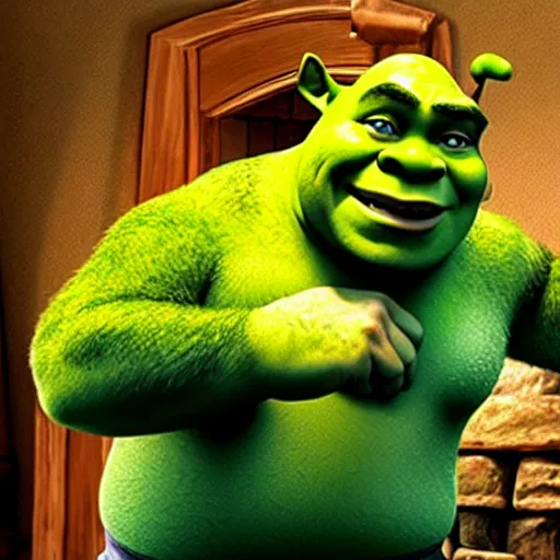 Prompt: shrek as a rich man