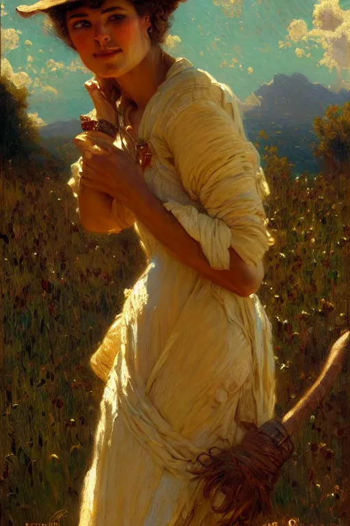 Prompt: farmers maid, highly detailed painting by gaston bussiere, craig mullins, j. c. leyendecker 8 k