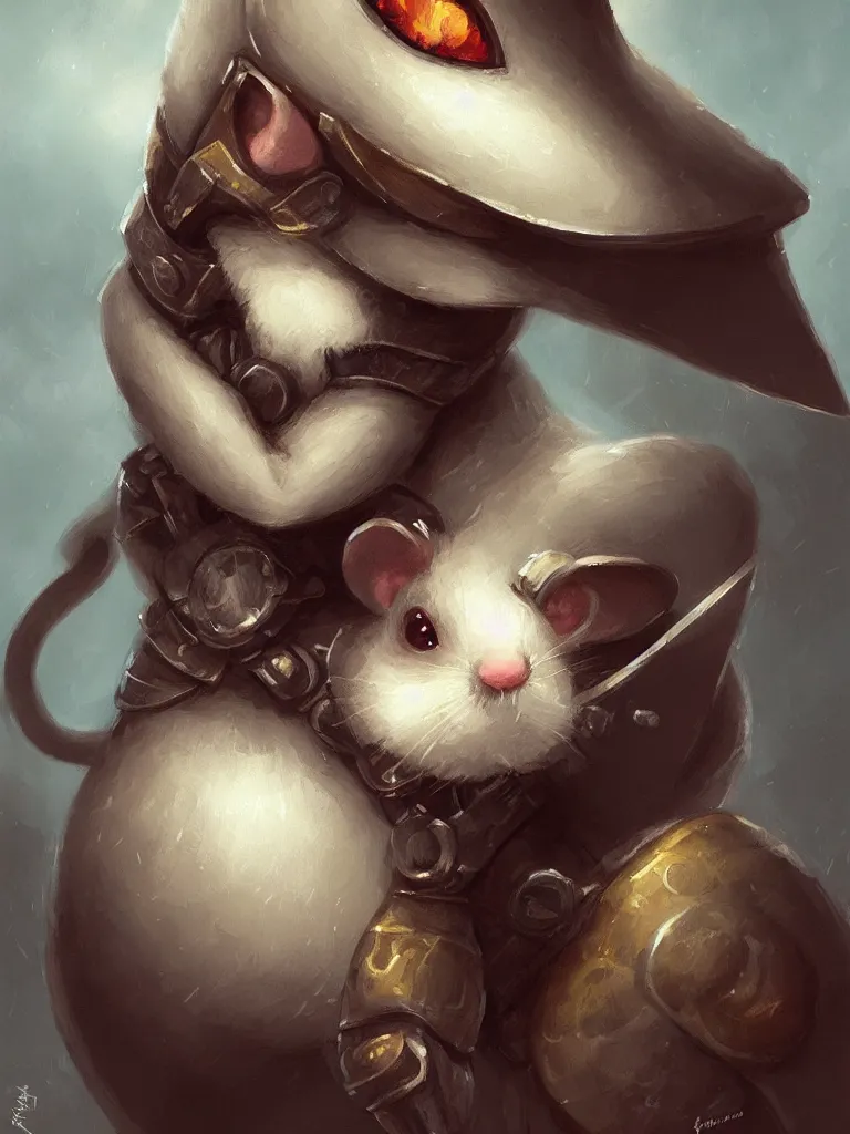 Image similar to portrait of a cute mouse as knight in the style of charlie bowater, oil painting