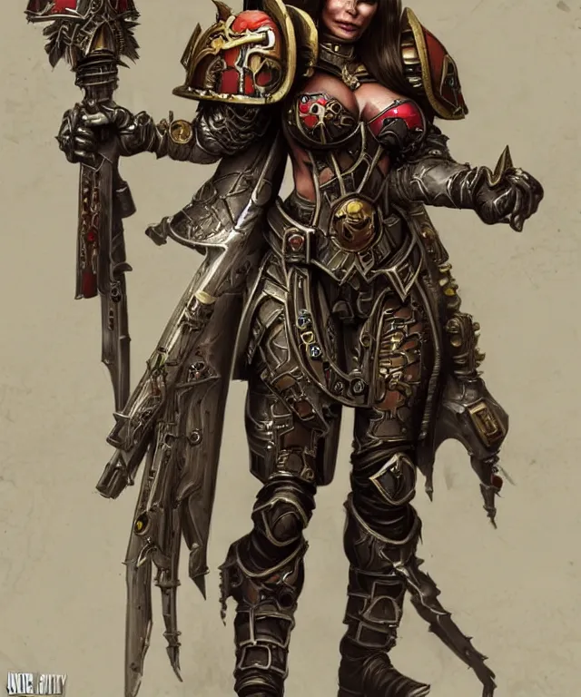 Prompt: Sofia Vergara as a battle sister from Warhammer 40k, highly detailed, intricate, concept art, artstation