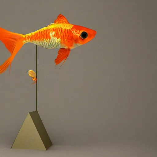 Image similar to goldfish status in the brutalist style