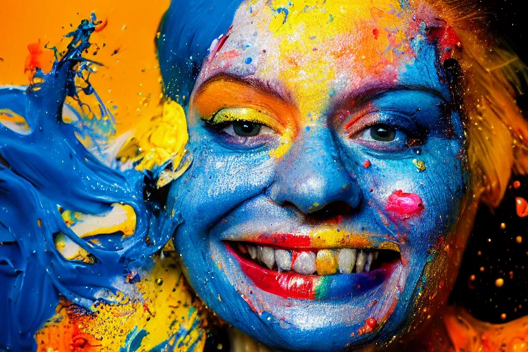 Premium Photo  A person with a yellow and blue face paint that