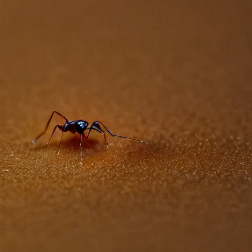 Prompt: panometric view of an ant walking on a slice of orange