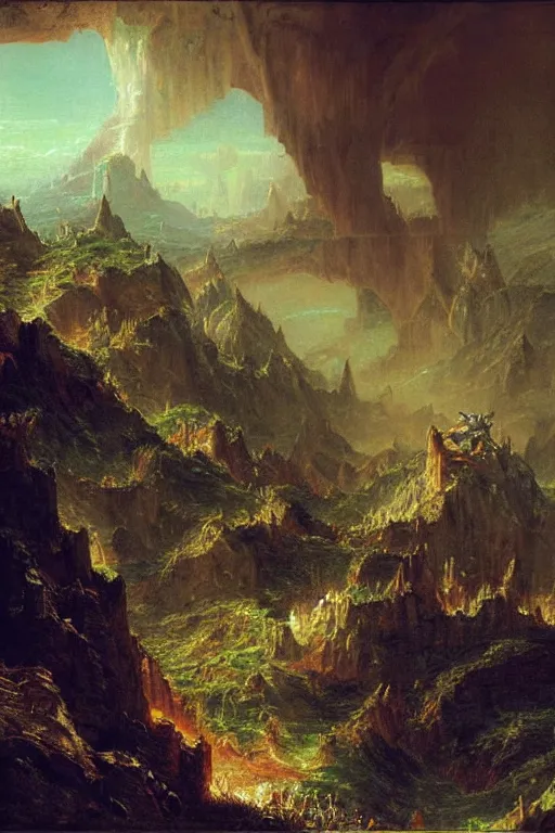 Image similar to a midgar legendary warrior painted by thomas cole