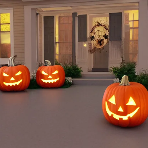 Prompt: realistic renderings of halloween scenes