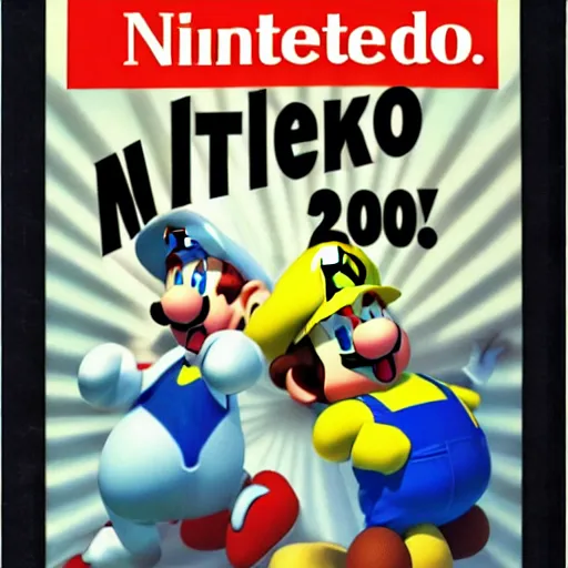 Prompt: poster ad from nintendo, issue 1 0 0 april 2 0 0 3