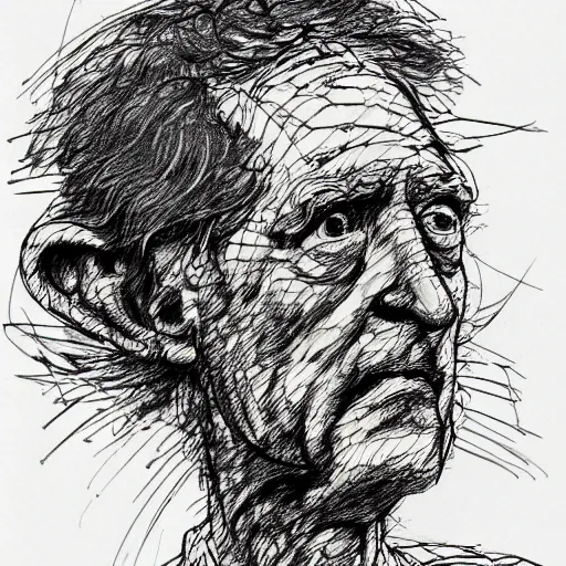 Image similar to a realistic yet scraggly portrait sketch of the side profile of a stern and sophisticated muriel bagge, trending on artstation, intricate details, in the style of frank auerbach, in the style of sergio aragones, in the style of martin ansin, in the style of david aja, in the style of mattias adolfsson