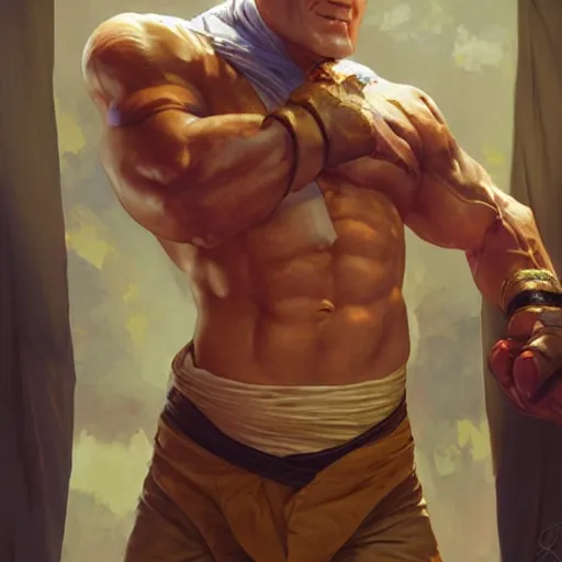 Image similar to anthony carrigan as sagat from street fighter, eye patch, 4 k, ultra realistic, detailed focused art by artgerm and greg rutkowski and alphonse mucha