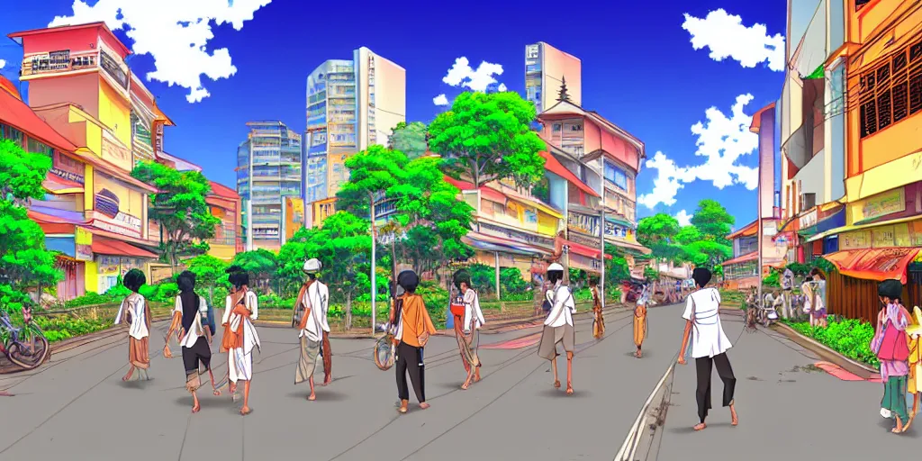 Prompt: anime style Sri Lankan City