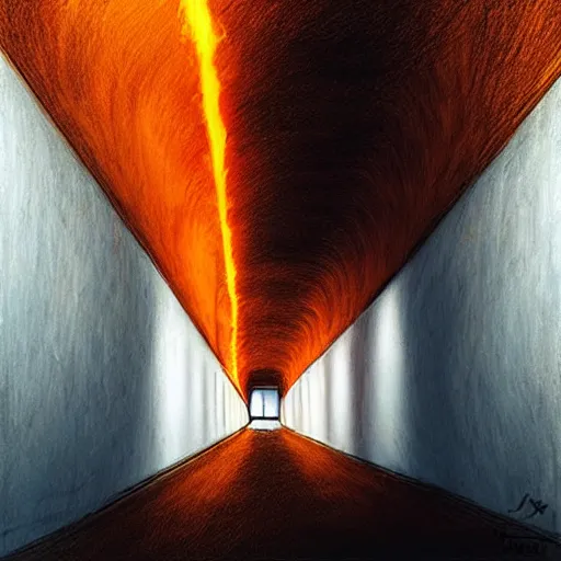 Image similar to “a tunnel of fire realism panting”