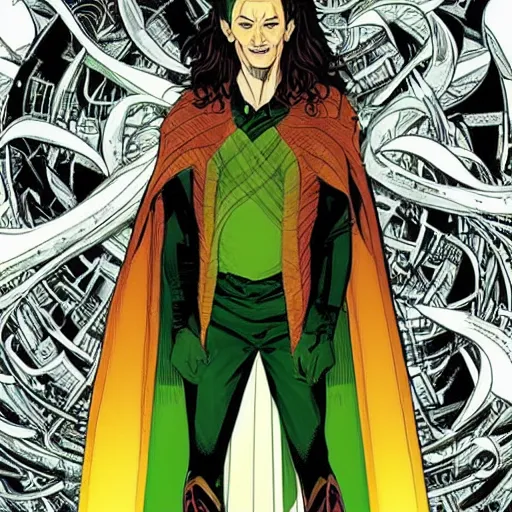 Prompt: The artwork for a graphic novel, Loki, the god of mischief, in a variety of emotional states. Lee Garbett, 2015. illustration, wonderfully detailed, each expression on face is well captured.