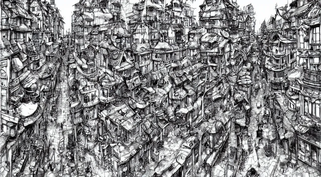 Image similar to steampunk city streets by junji ito, trending on artstation