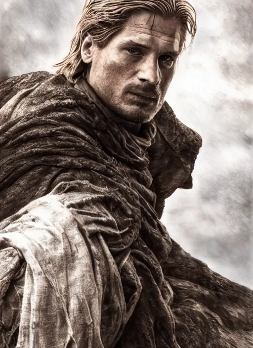 Image similar to jaime lannister, game of thrones, super highly detailed, professional digital painting, concept art, smooth, sharp focus, no blur, no dof, extreme illustration, unreal engine 5, photorealism, hd quality, 8 k resolution, cinema 4 d, 3 d, beautiful, cinematic, art by artgerm and greg rutkowski and alphonse mucha and loish and wlop