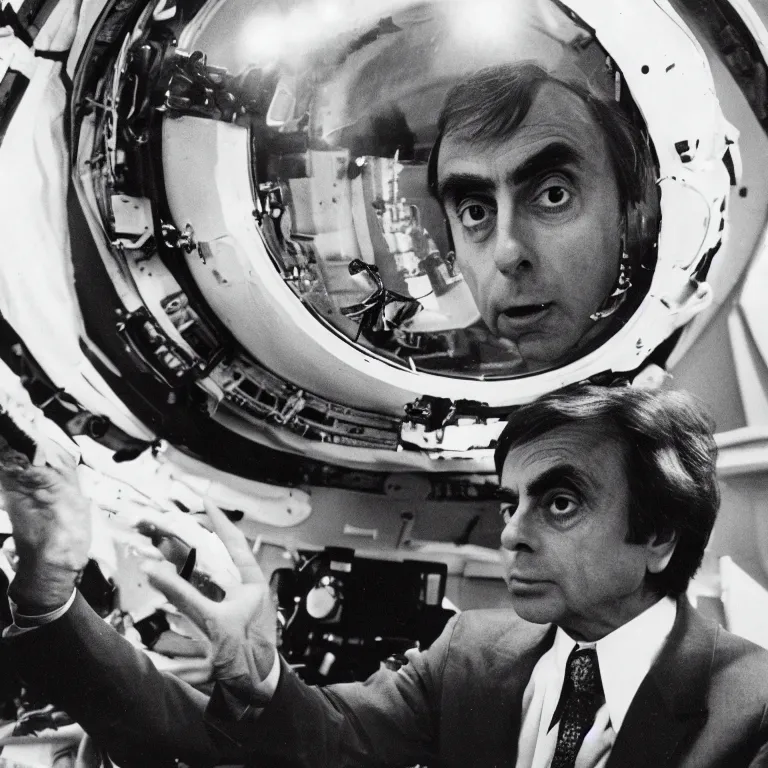 Prompt: Carl Sagan in outer space.