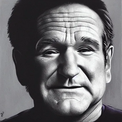 Image similar to ultra realistic portrait painting of robin williams, art by frank frazetta, 4 k, ultra realistic, highly detailed, epic lighting