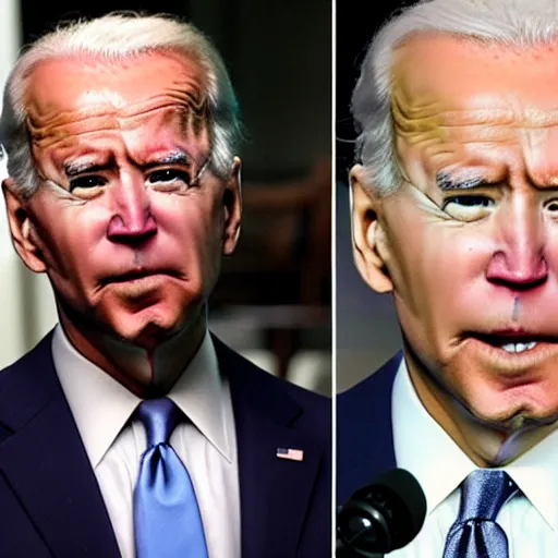 Image similar to joe biden as a monster in cronenberg movie, the thing, realistic, security camera footage